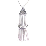 Oxidized Sterling Silver Triangle Moon Long Pendant Necklace