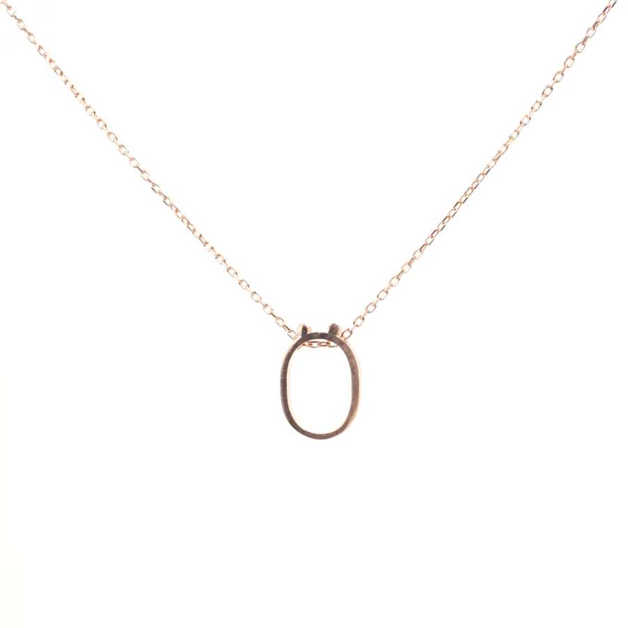 Sterling Silver 3D Letter O Initial Pendant Necklace