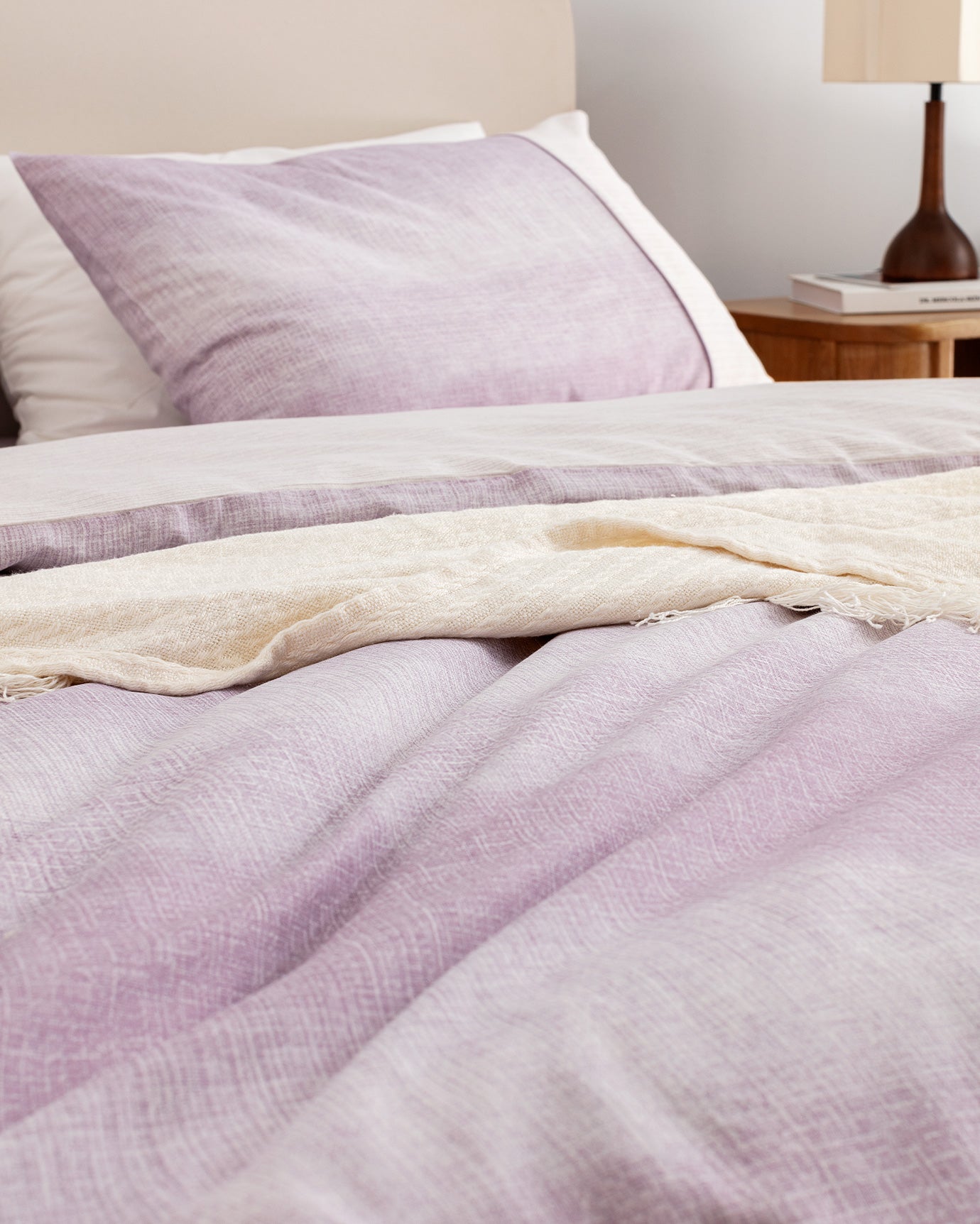 Twin Size 100% Cotton Duvet Cover Set - Soft Crinkle Texture Print Bedding