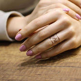 Sterling Silver Zigzag Band Ring - Adjustable Rose Plated