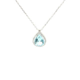 Professional Sterling Silver Aquamarine Drop Necklace
