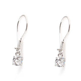 925 Sterling Silver Round Zircon Stone Dangle Earrings - Elegant