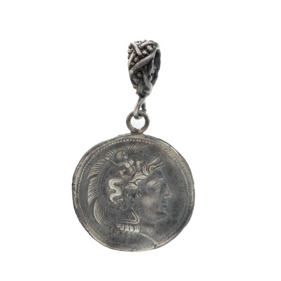 Premium 925 Sterling Silver Alexander Head Medallion Pendant