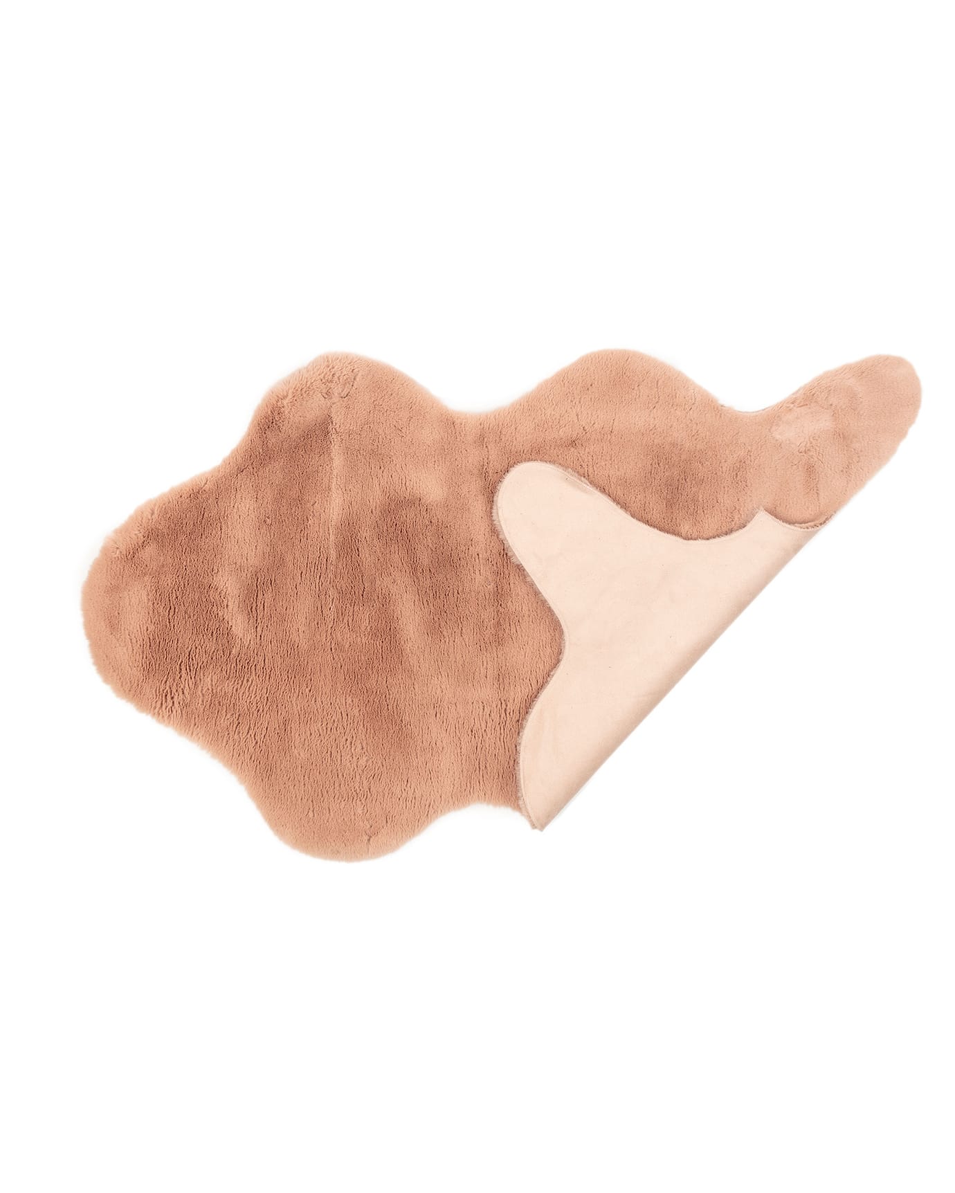Soft Faux Rabbit Fur Rug - Plush Shaggy Area Mat - Powder Pink