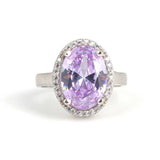 Anillo ovalado de amatista de plata esterlina 925 premium