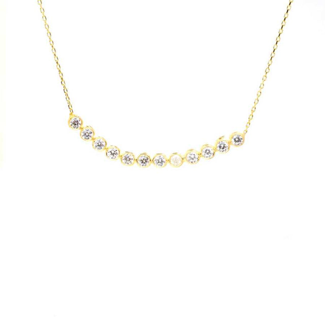 Yellow Plated Sterling Silver Suyolu Necklace - White Zircon