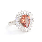 Sterling Silver Teardrop Zultanite & Baguette Zircon Ring