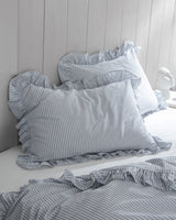 Cotton Blend King Size Duvet Cover Set - Ruffled Yarn Dyed