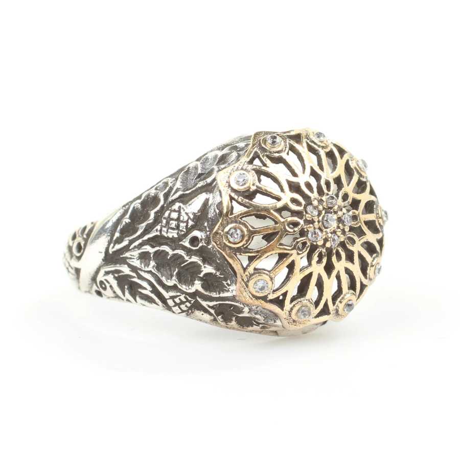 925 Sterling Silver Zircon Stone Ring - Elegant Antique Design