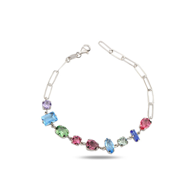 Vibrant Crystal Bracelet - Modern Cushion & Baguette Mixed Cuts