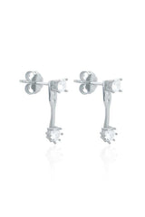 Sterling Silver Zircon Double Stone Stud Earrings