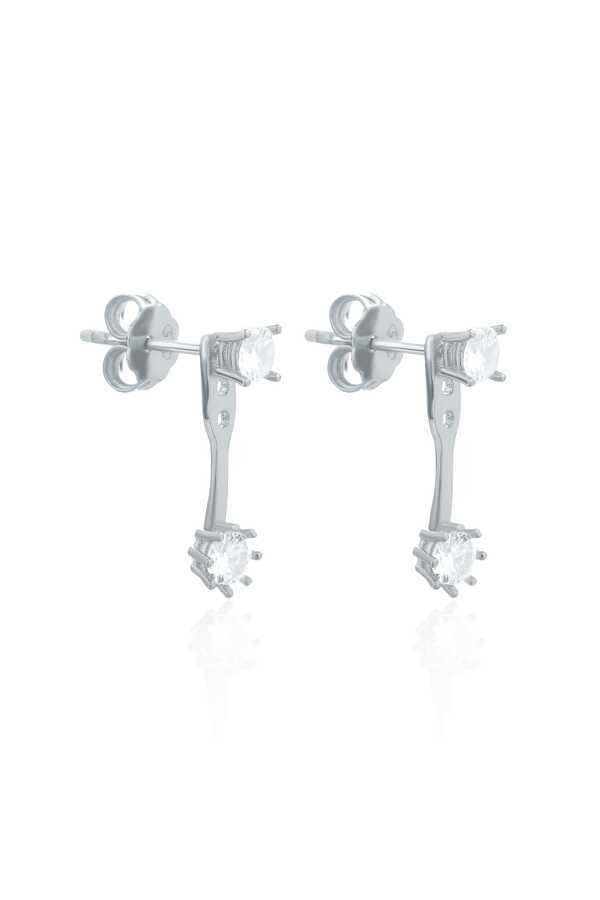 Sterling Silver Zircon Double Stone Stud Earrings