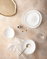 Bormio 24-Piece White and Gold Dinnerware Set for 6 People