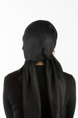 Adjustable Black Shimmer Bonnet Scarf - Non - slip & Comfortable - TryAladdin