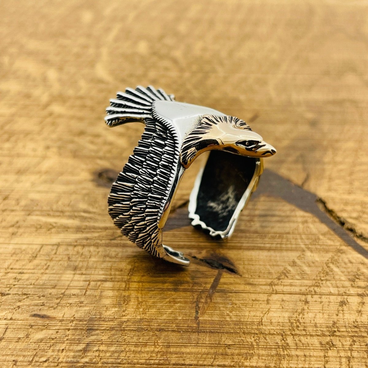 Adjustable Eagle Silver Ring