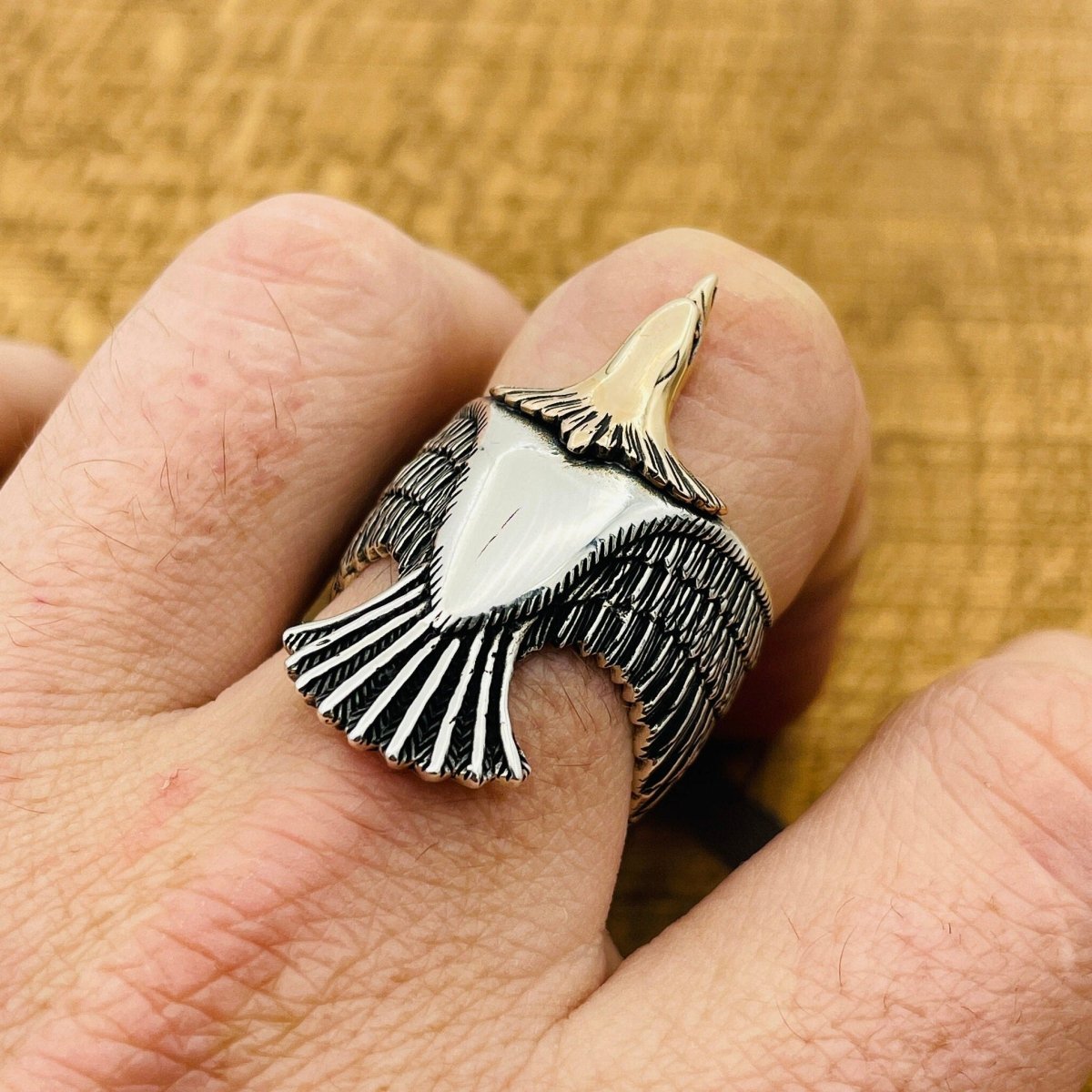 Adjustable Eagle Silver Ring