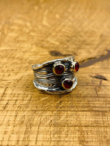 Adjustable Red Ruby Stone Silver Ring