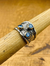 Adjustable Women's Blue Stone Aquamarine Silver Ring