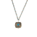 925 Sterling Silver Square Aquamarine Color Zircon Pendant Necklace