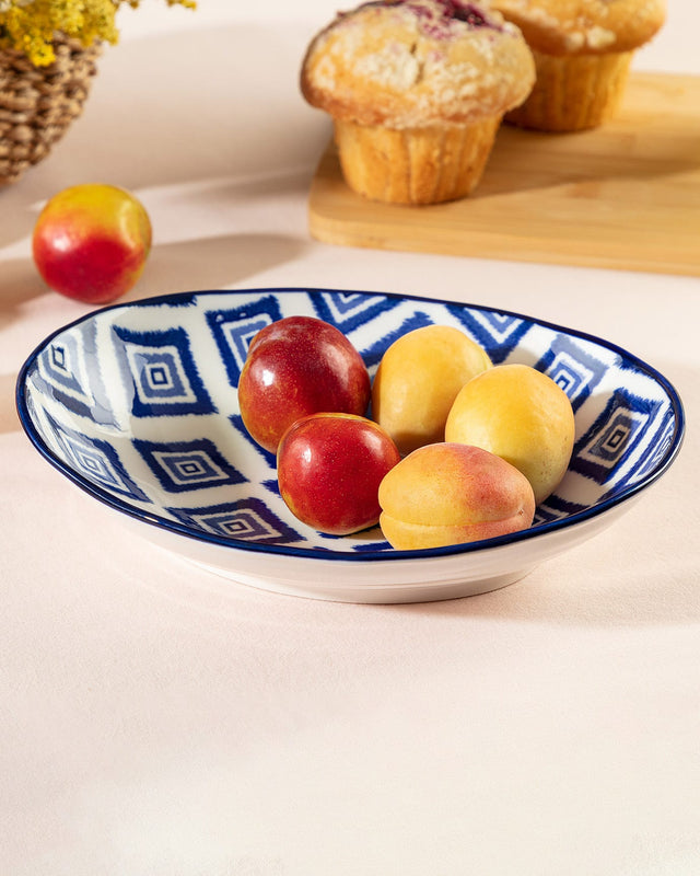 Elegant Blue Oval Plate - New Bone China Dessert & Salad Dish