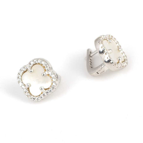 Premium 925 Sterling Silver Mother of Pearl Clover Earrings