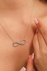 925 Sterling Silver Zircon Infinity Necklace - Timeless Elegance