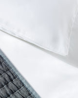King Size Sateen Duvet Cover Set - Navy Blue & White Border