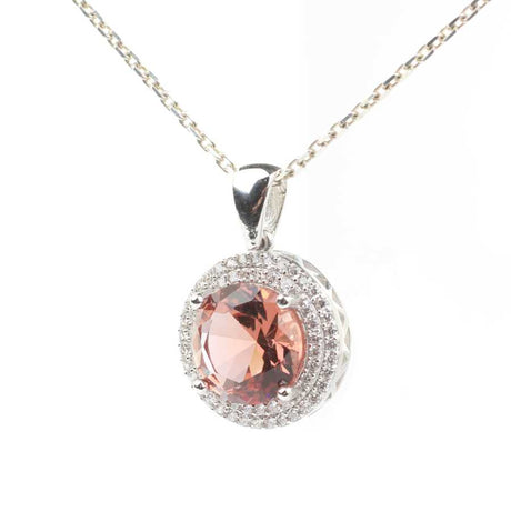 925 Sterling Silver Zultanite Halo Pendant Necklace with Zircon Accents