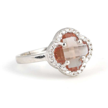 Sterling Silver Zultanite & Zircon Clover Halo Ring