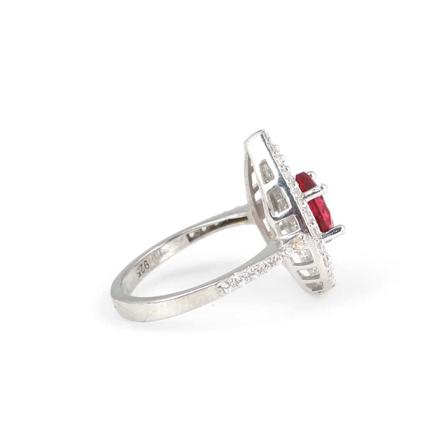 Premium 925 Sterling Silver Teardrop Ruby Ring