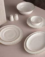 Fine Bone Porcelain 6-Person Dinner Set - Elegant White & Gold