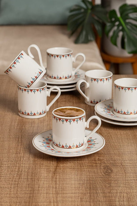 Aen Porselen Hurrem Professional Turkish Coffee Cup Set - 6 - Person, 12 - Piece - TryAladdin
