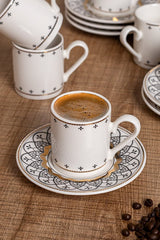 Aen Porselen Premium Turkish Coffee Cup Set - 6 Person, 12 Piece - TryAladdin