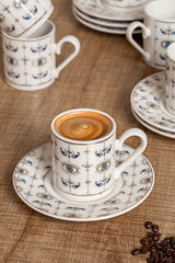 Aen Porselen Professional Ojos Turkish Coffee Cup Set - 12 Piece - TryAladdin