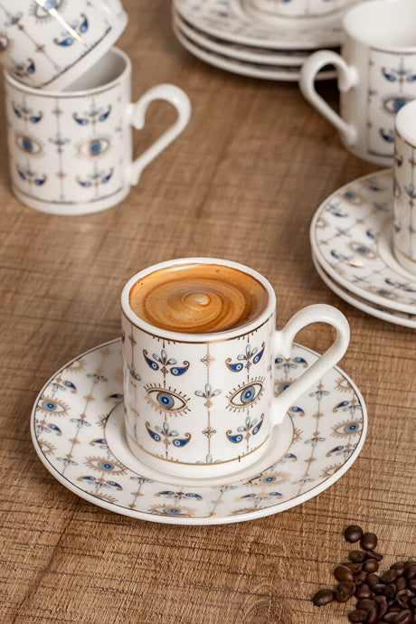 Aen Porselen Professional Ojos Turkish Coffee Cup Set - 12 Piece - TryAladdin