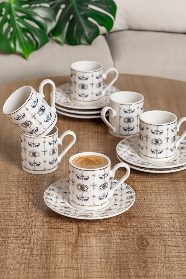 Aen Porselen Professional Ojos Turkish Coffee Cup Set - 12 Piece - TryAladdin