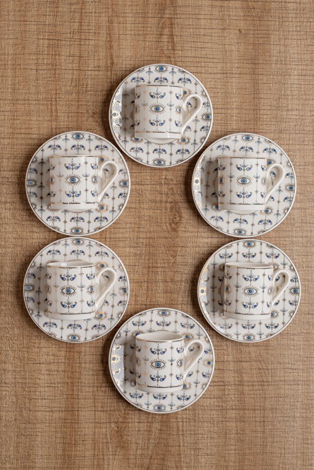 Aen Porselen Professional Ojos Turkish Coffee Cup Set - 12 Piece - TryAladdin