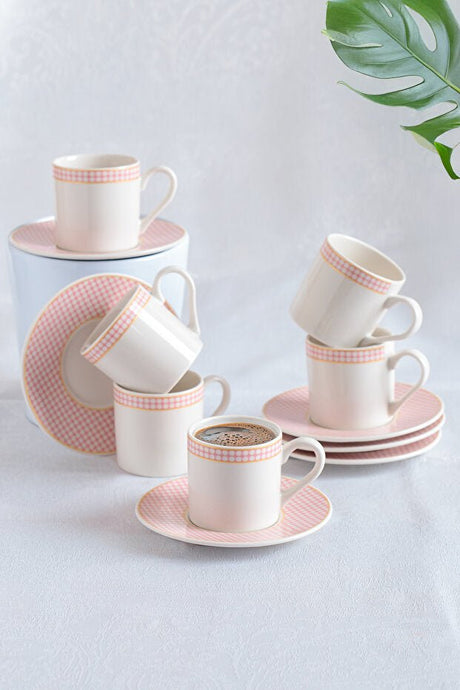 Aen Porselen Rosa Premium Porcelain Turkish Coffee Cup Set - 6 Piece - TryAladdin