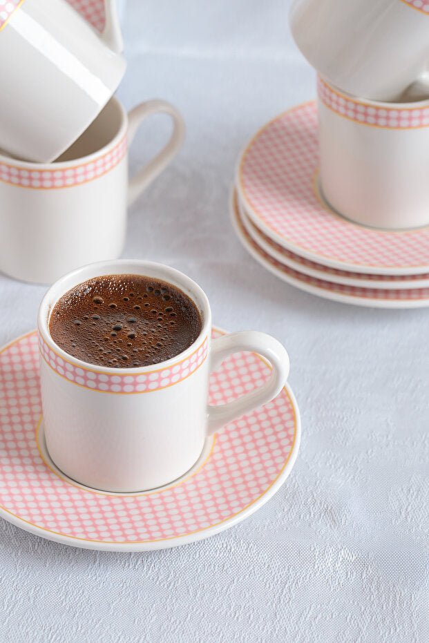 Aen Porselen Rosa Premium Porcelain Turkish Coffee Cup Set - 6 Piece - TryAladdin