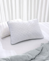 Climate Control Pillow - Temperature Regulating Bed Pillow for All Seasons - White/Light Grey