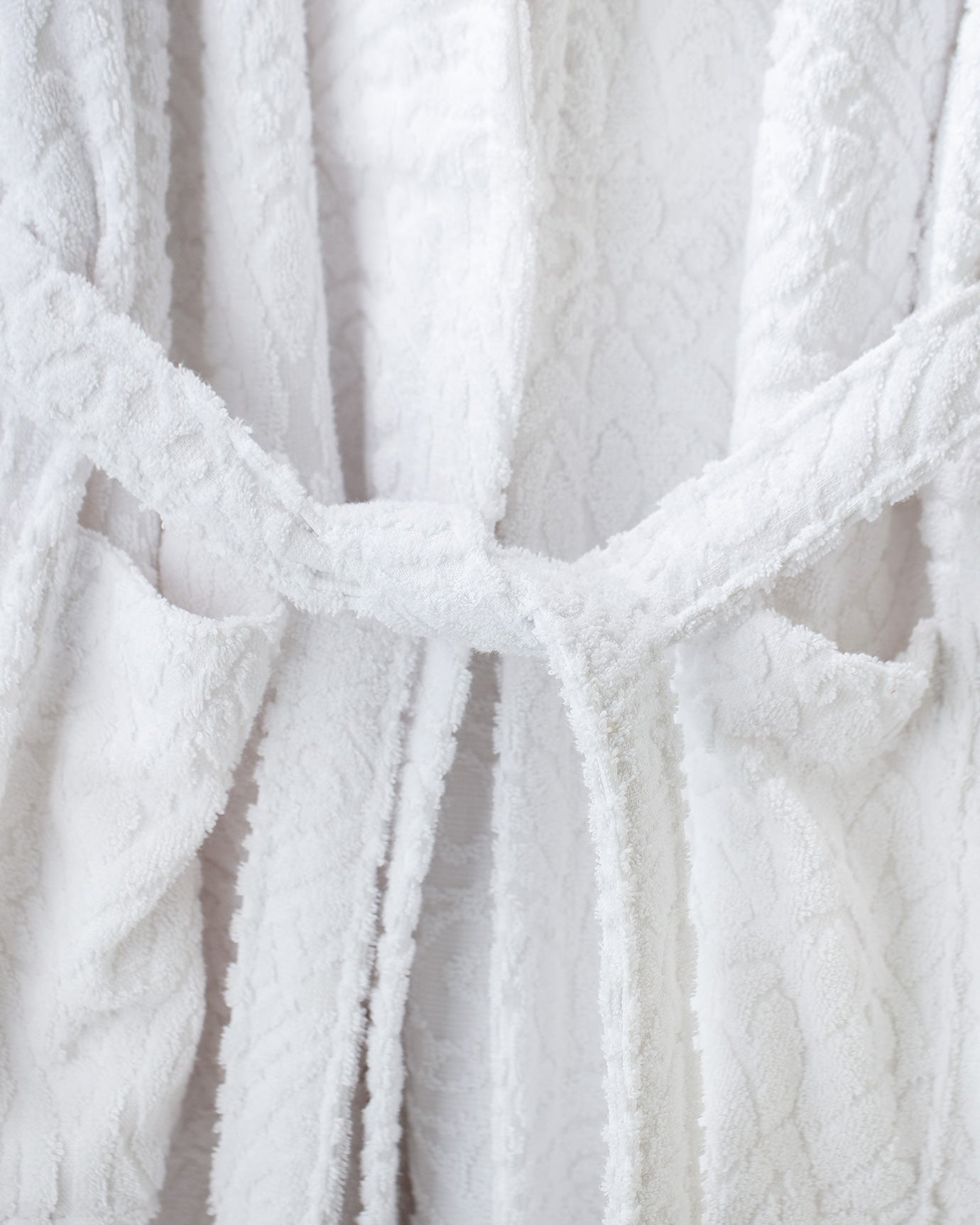 Bernay 100% Cotton Jacquard Unisex Shawl Collar Bathrobe, White