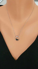 Sterling Silver Dove Solitaire Pendant Necklace with Zircon