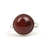 Sterling Silver Round Agate Ring - Elegant Solitaire