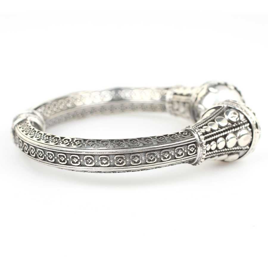 925 Sterling Silver Mabe Pearl Bracelet - Ancient Byzantine Style