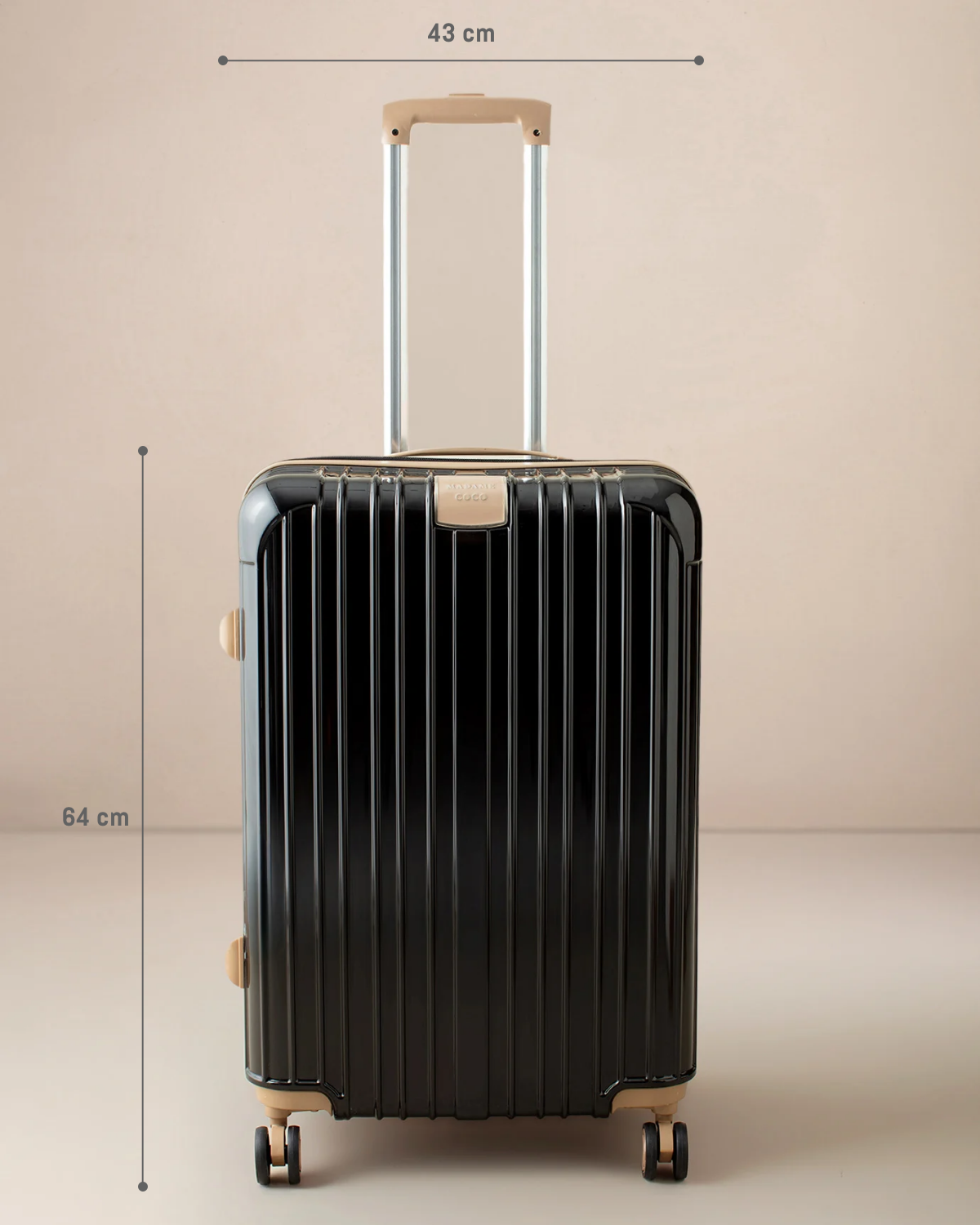 Polycarbonate Suitcase - Modern Black & Beige Medium Travel