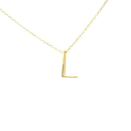 Elegant 925 Sterling Silver 3D L Letter Initial Pendant Necklace