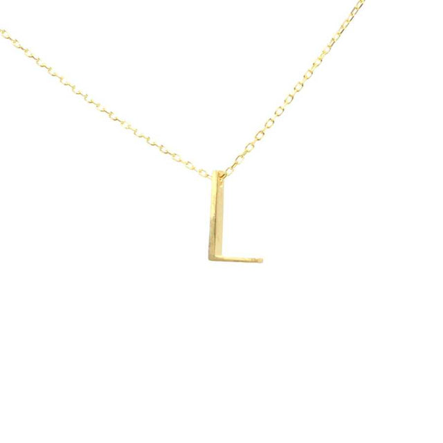 Elegant 925 Sterling Silver 3D L Letter Initial Pendant Necklace