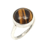 Premium 925 Sterling Silver Round Tiger Eye Ring