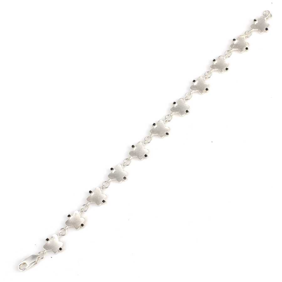 925 Sterling Silver Zircon Butterfly Row Bracelet
