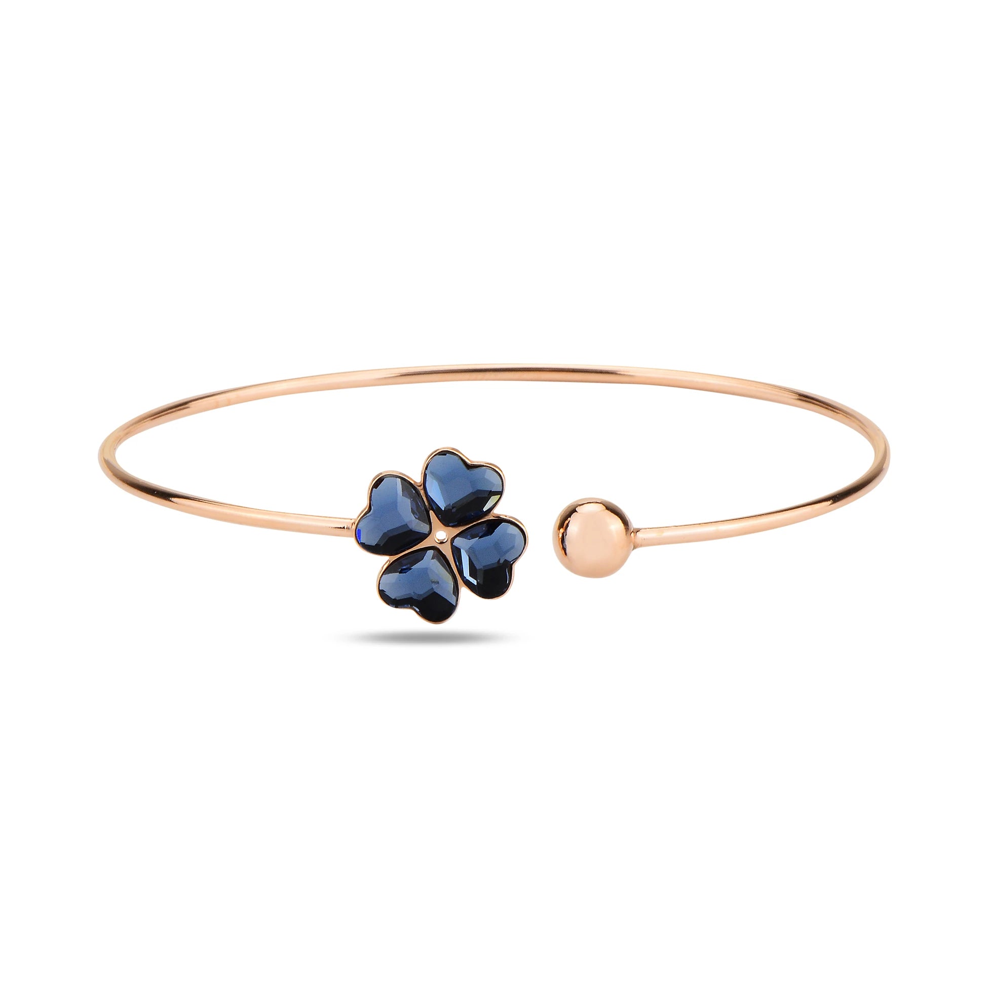 Sparkling Stone Bangle - Fortuna Four-Leaf Clover Luck Motif
